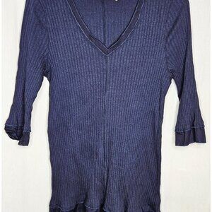 Soft Surroundings Women's Blue Ribbed Knit Tunic Top Size Large